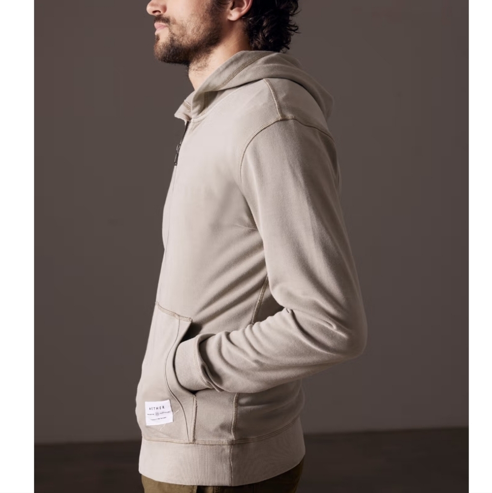 Aether Solstice Lightweight Full Zip Hoodie Sweatshirt Olive Green Men's Size XS